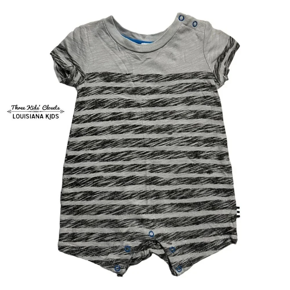 Splendid 0/3m Grey Striped Romper